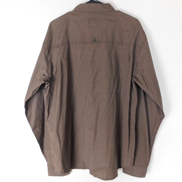 PrAna Shirt Adult XL Button Up Breathe Brown Long Sleeve Outdoor Lightweight - Picture 4 of 13